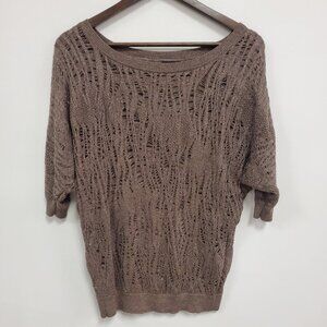 Express Womens Open Knit Metallic Fairy Grunge Sweater Size S Beach Goblincore